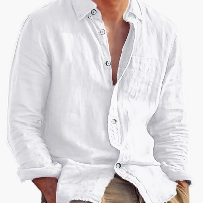 Chemise décontractée pour homme à manches longues style plage – Idéale pour sorties et vacances