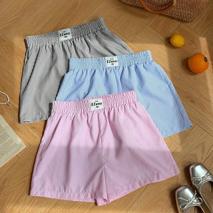 Shorts décontractés à rayures pour femme, lot de 3, style confortable pour la maison ou l'été