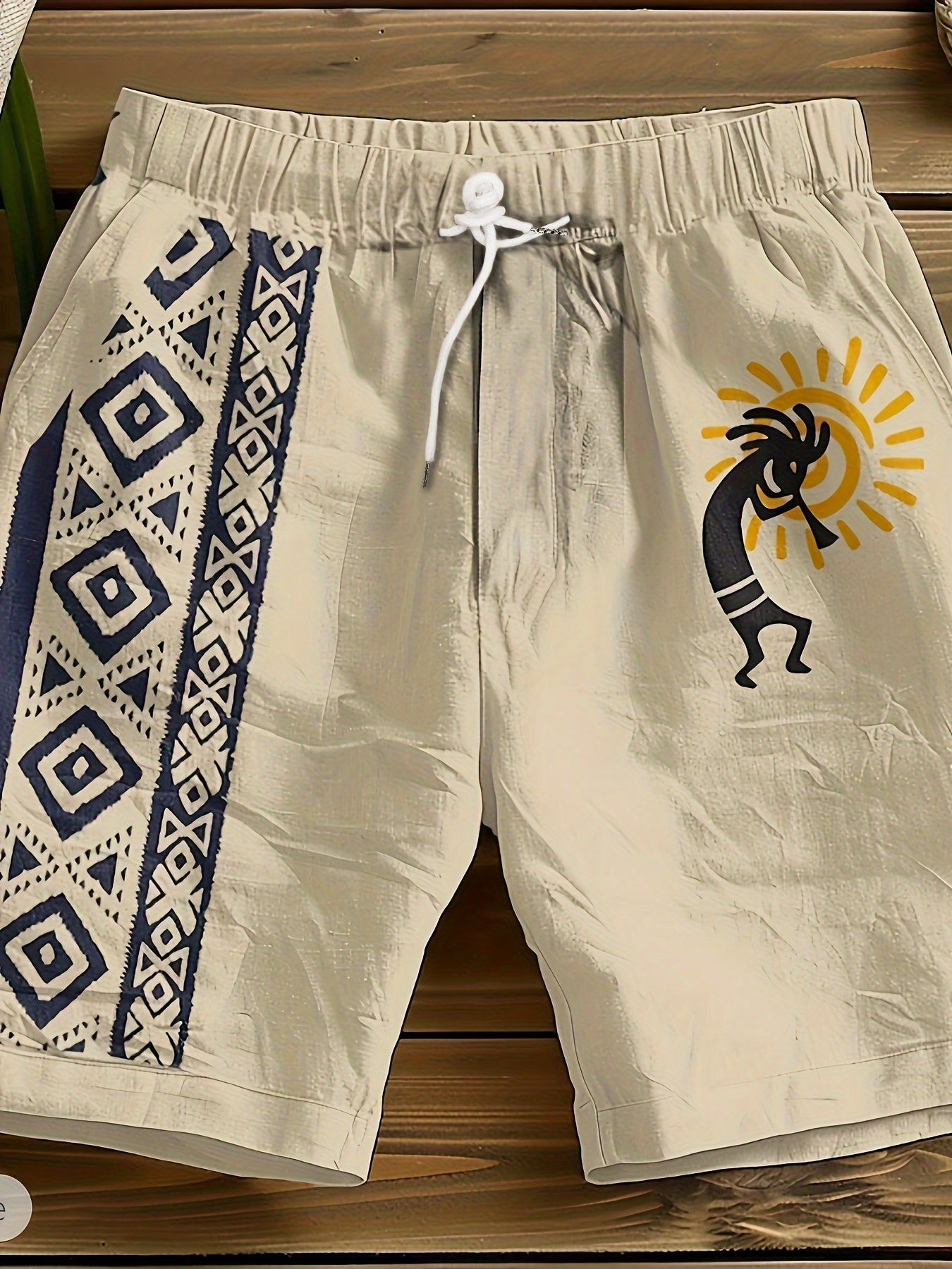 Shorts décontractés homme style artistique motif ethnique pour vacances et plage