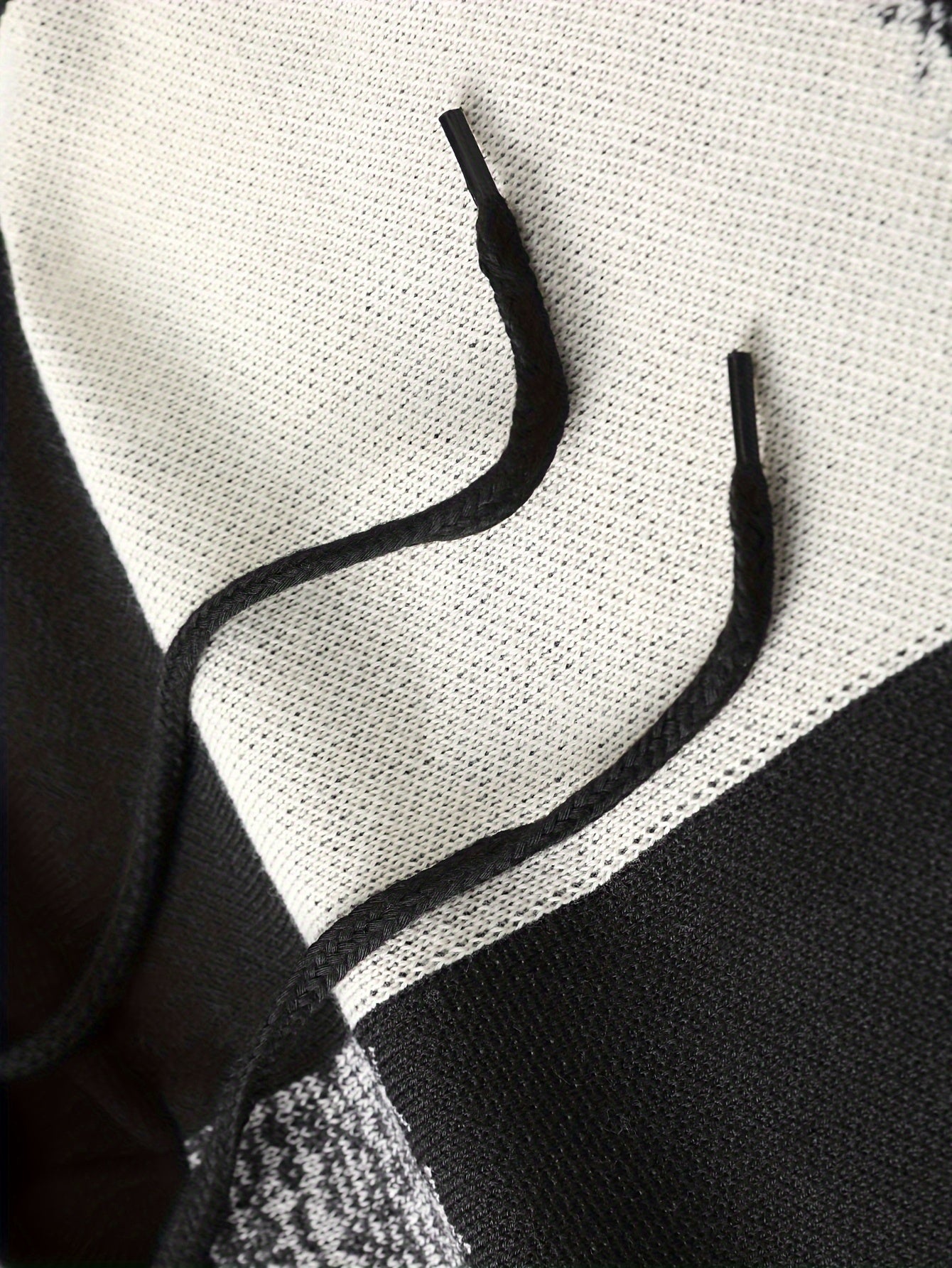 Sweat à Capuche Homme Motif Carreaux Bicolore Maille Décontracté