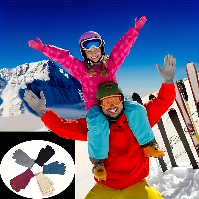 Lot de Gants Tricotés Unisexe avec Poignets Côtelés Chauds Multicolores