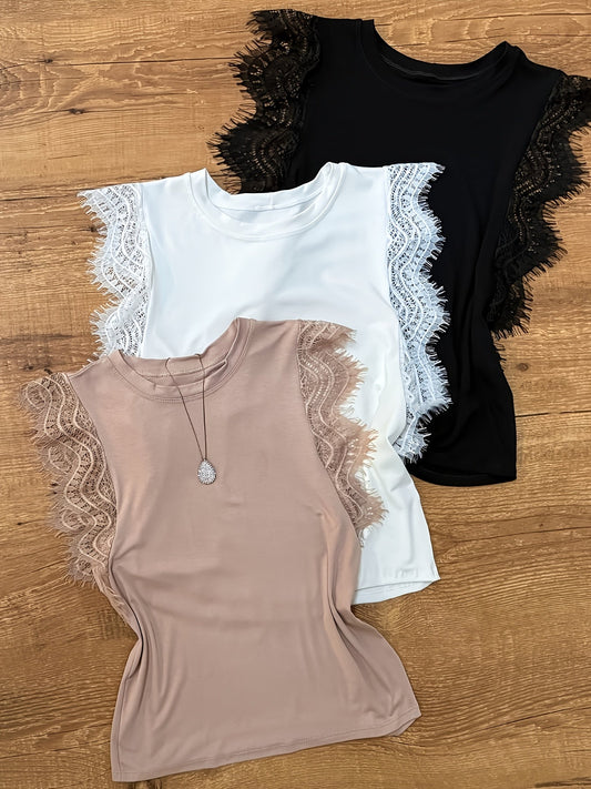 Top donna chic con volant in pizzo – Stile elegante per l'estate