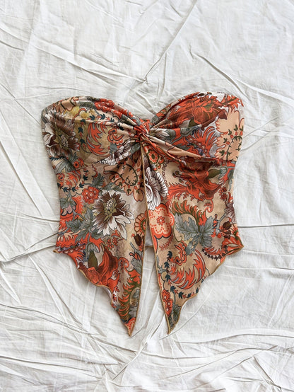 Top bustier floreale stile vintage da donna - ideale per estate e festival