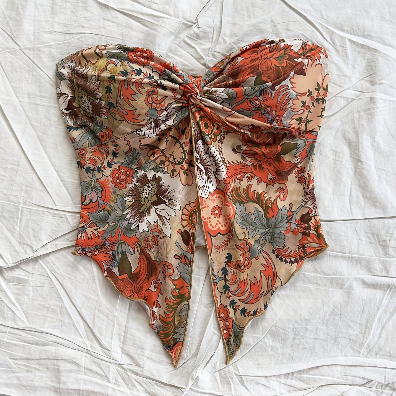 Top bustier floreale stile vintage da donna - ideale per estate e festival