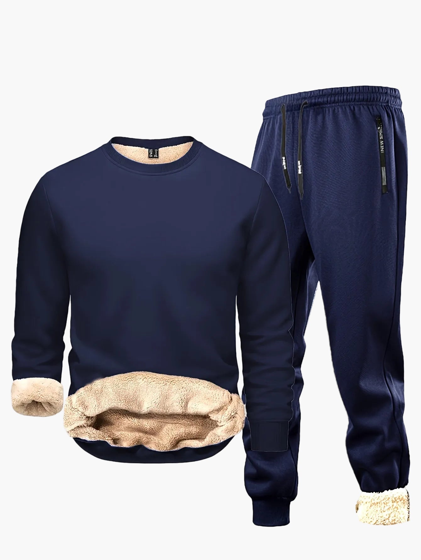 Completo tuta uomo stile casual caldo con interno in pile per autunno/inverno