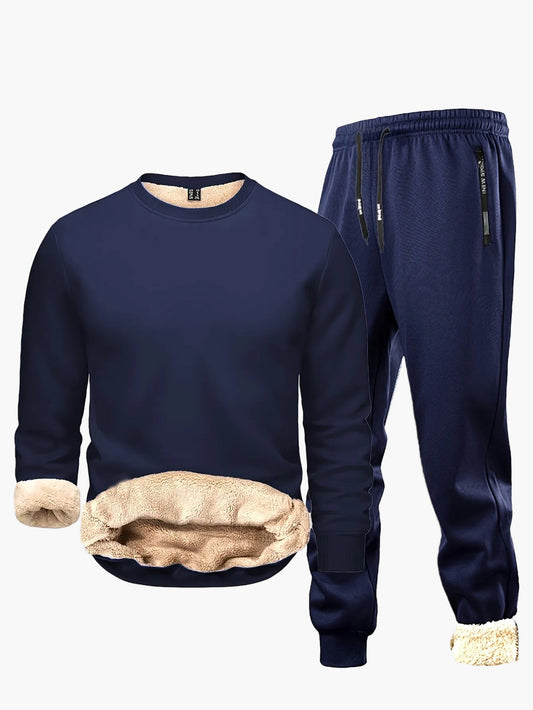 Completo tuta uomo stile casual caldo con interno in pile per autunno/inverno