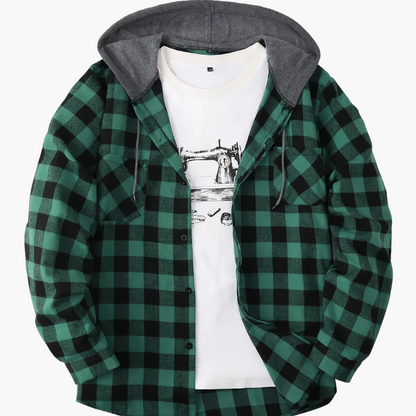 Chemise à carreaux décontractée avec capuche pour homme – Style tendance polyvalent