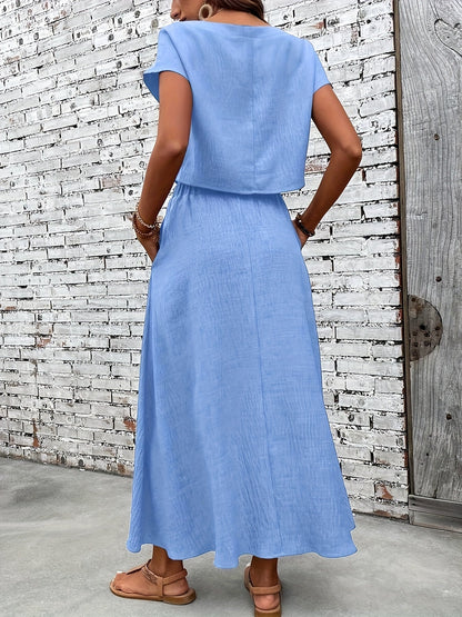 Ensemble deux pièces femme chic style bohème – Top court et jupe longue fluide