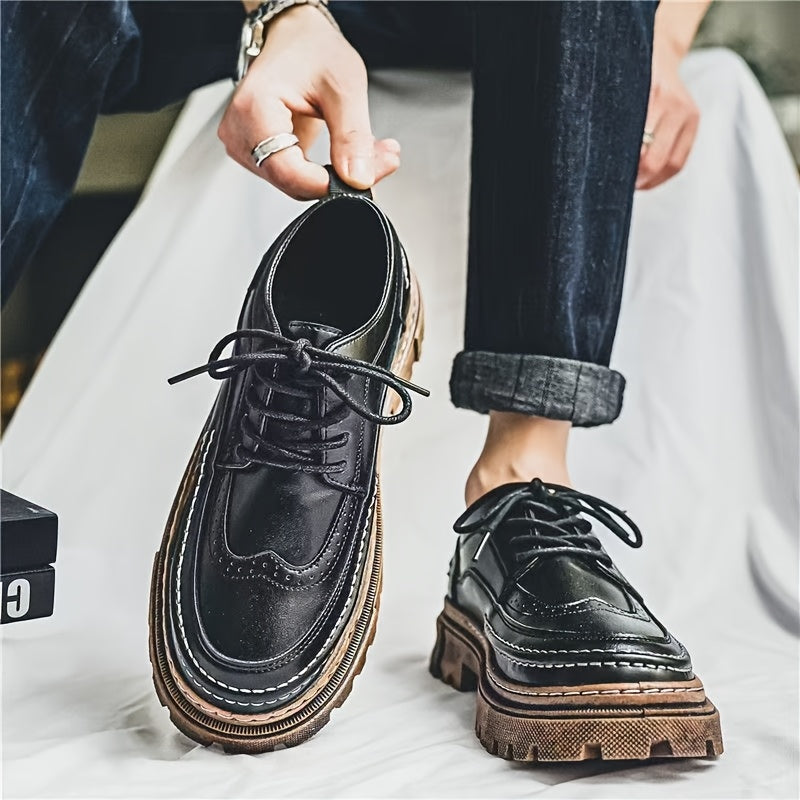 Vintage Derby-Herrenschuhe mit dicker Sohle – eleganter urbaner Stil für Hochzeit und Alltag