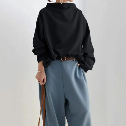 Damelangærmet oversized pullover i elegant stil til dagligt brug eller kontoret