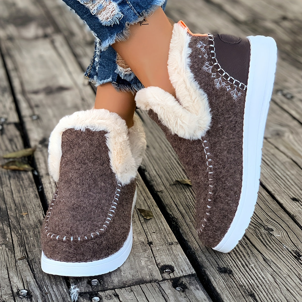 Chaussons montants doublés en fourrure pour femme, style mocassin, diverses couleurs