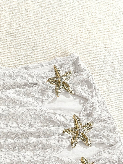 Mini beach skirt with starfish details for women, chic coastal style