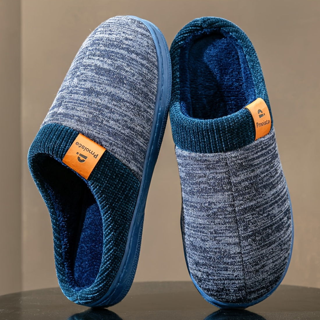 Pantoufles confortables pour homme en tissu chiné et doublure douce