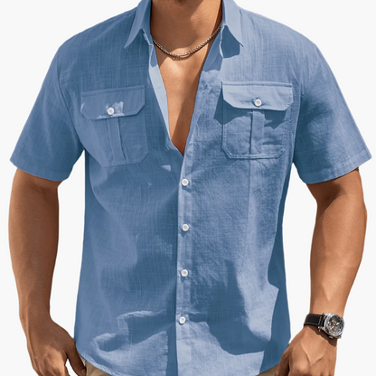 Kurzärmeliges Casual-Herrenhemd mit Taschen – ideal für Sommer und Freizeit