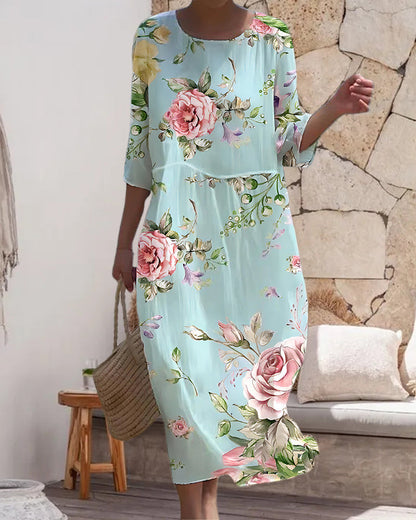 Robe Femme Élégante Style Bohème à Fleurs pour Occasions Décontractées et Estivales