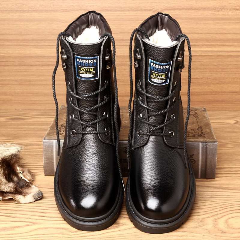 Bottes montantes homme noires à lacets semelle crantée