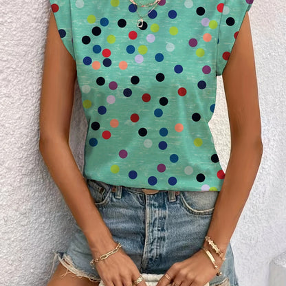 Débardeur tendance à pois multicolores pour femme – Style décontracté et moderne