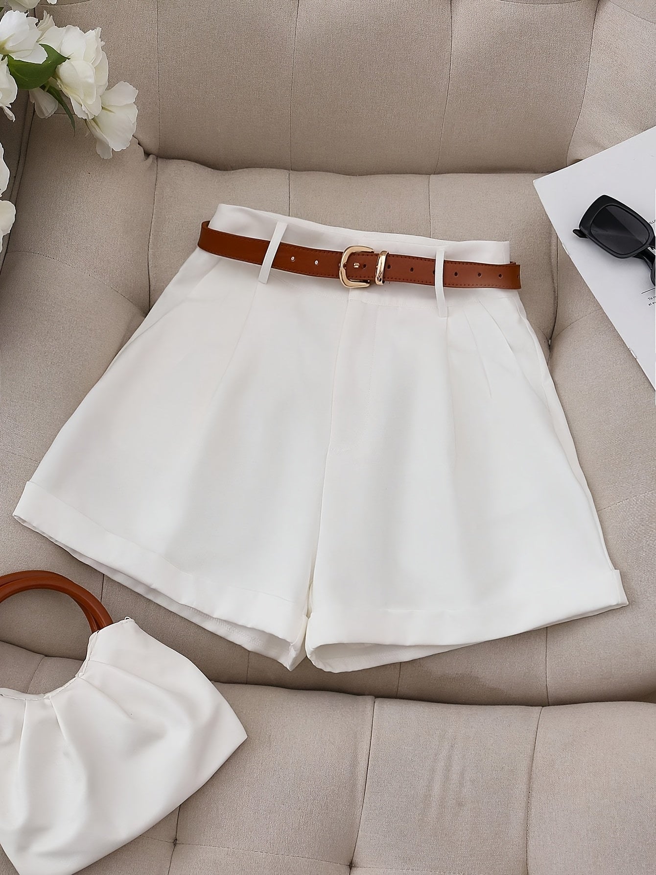 Short élégant pour femme avec ceinture – Style chic et polyvalent pour été