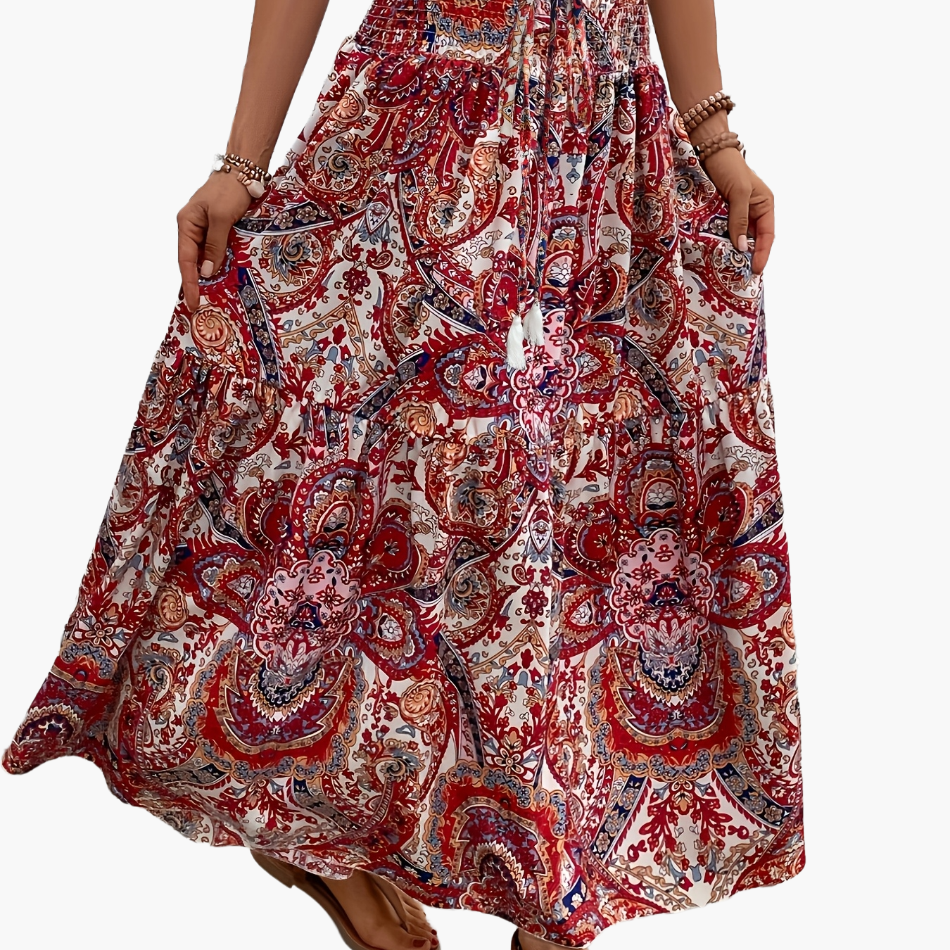 Elegant summer style women's long bohemian floral print skirt