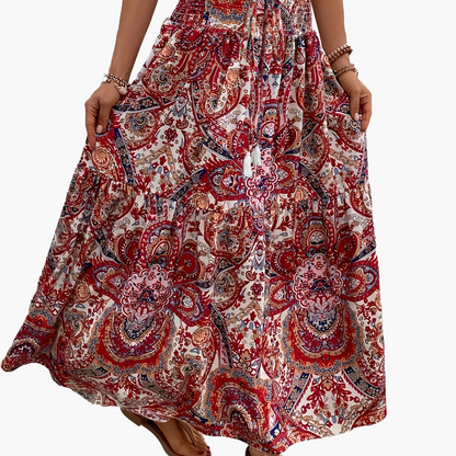 Elegant summer style women's long bohemian floral print skirt
