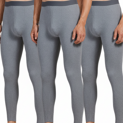 Lot de 3 caleçons longs thermiques pour homme – Bas de sous-vêtement chaud, couleur unie
