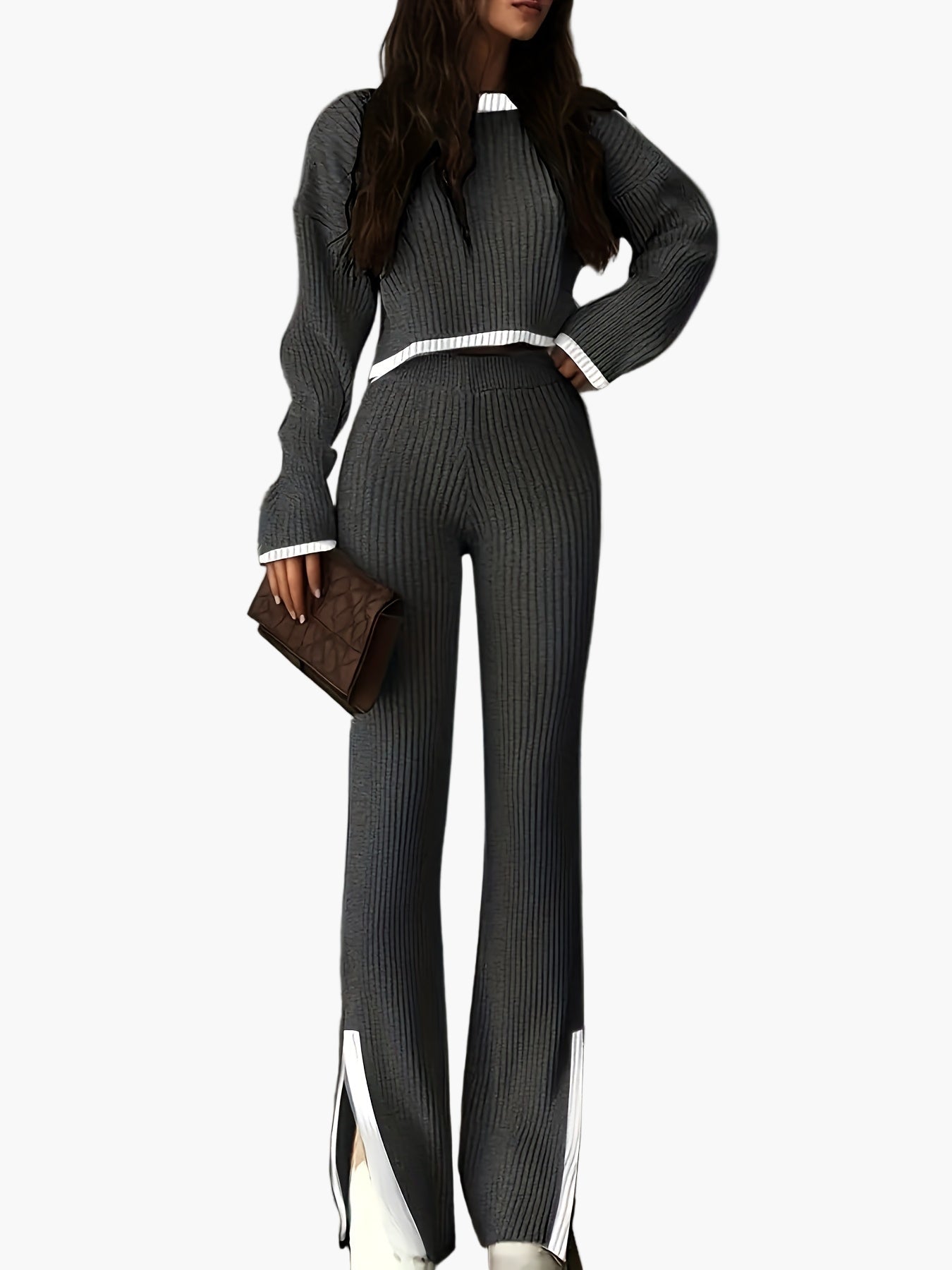 Conjunto de dos piezas para mujer estilo elegante para otoño/invierno – conjunto casual a la moda