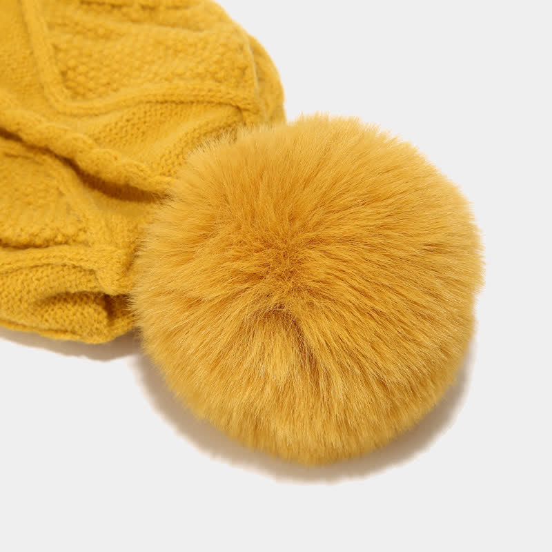 Set met wintermuts, sjaal en touchscreenhandschoenen - ruitmotief, geel