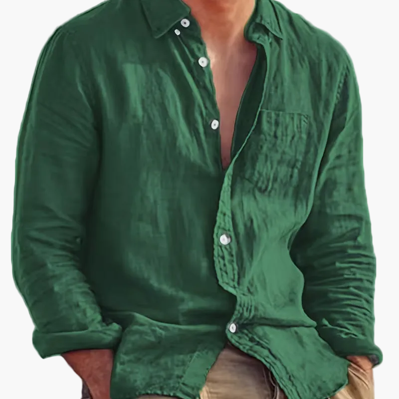 Chemise décontractée pour homme à manches longues style plage – Idéale pour sorties et vacances