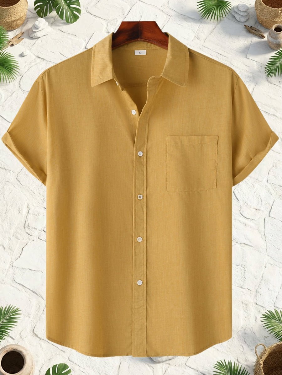 Casual herenoverhemd met korte mouwen, zomerse stijl