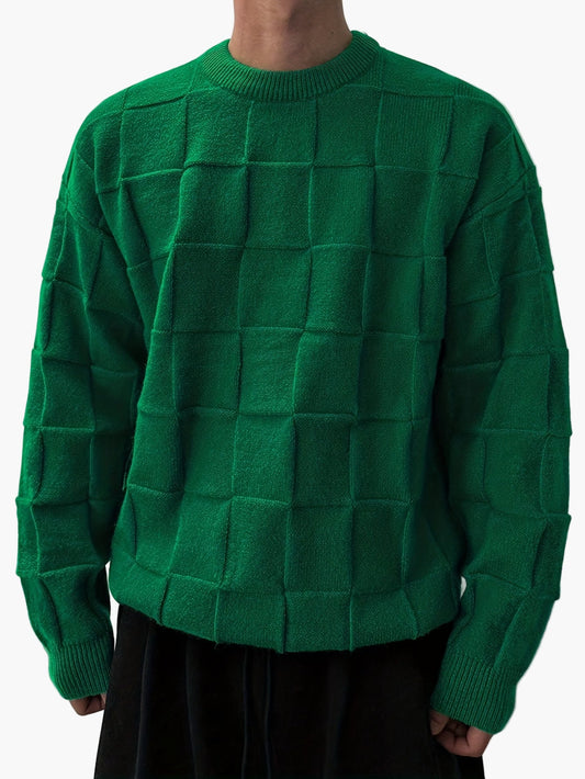 Herrtröja streetwear med rutig design, urban avslappnad stil