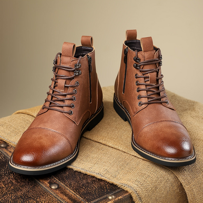 Bottes Chelsea pour homme à lacets, bout cap et fermeture éclair latérale, style décontracté chic