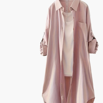 Langes Hemdblusenkleid im lässigen Stil für Damen, ideal für Frühling und Sommer  