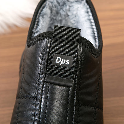 Chaussons Homme Doublés Chaussures Simples à Enfiler Hiver Noir