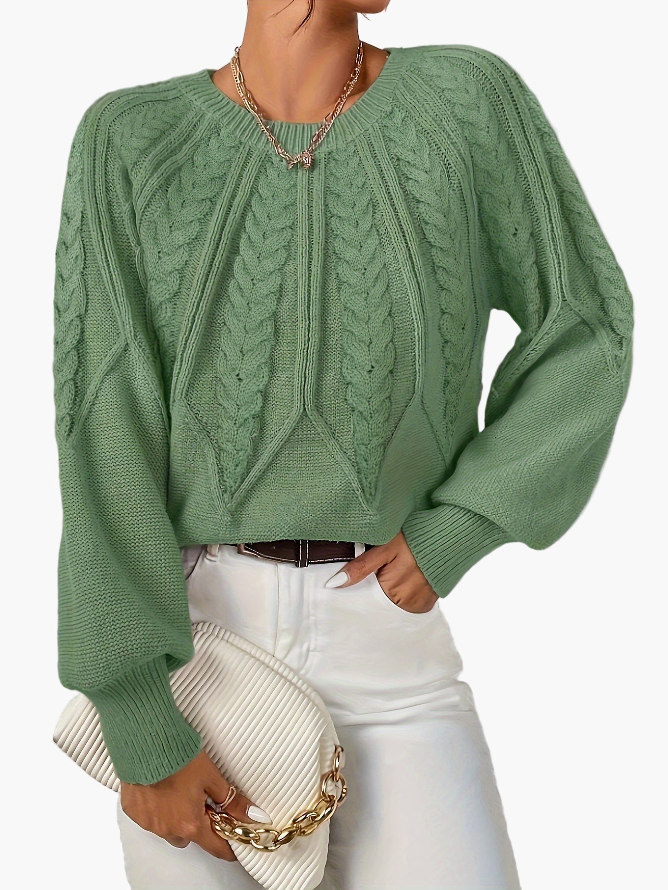 Pull Femme Style Décontracté Chic à Motif Torsadé pour Automne et Printemps