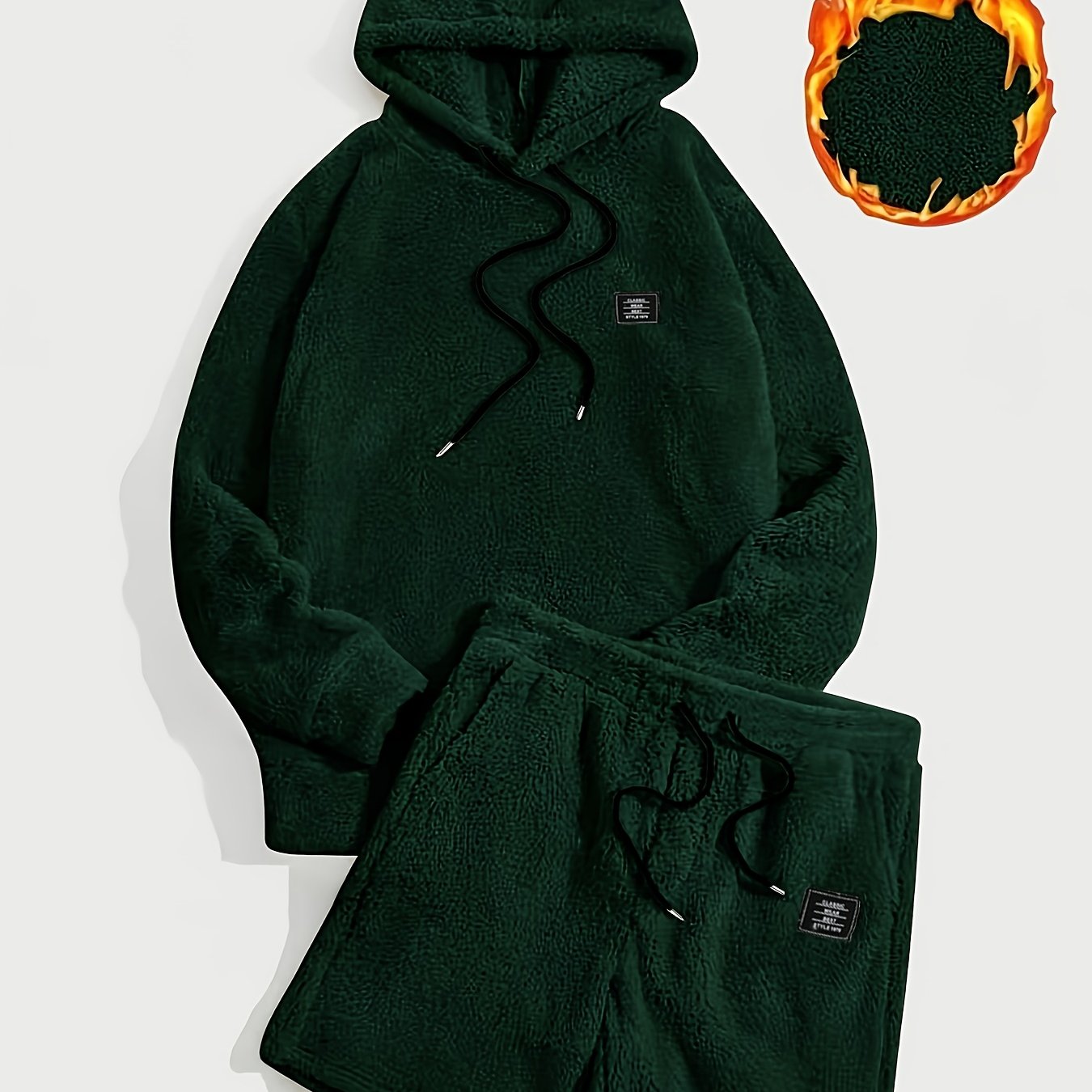 Ensemble Homme Doux Hoodie et Short Molletonné Gris Clair