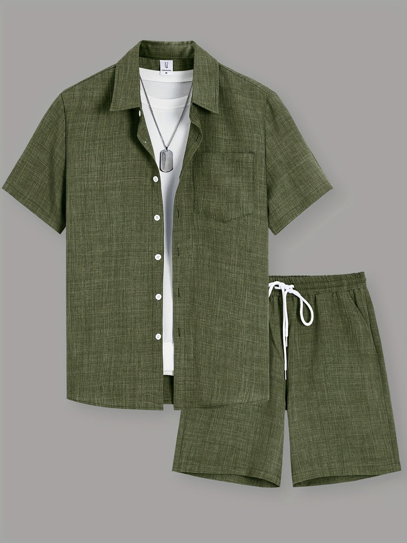 Ensemble décontracté pour homme – chemise à manches courtes et short, style urbain estival