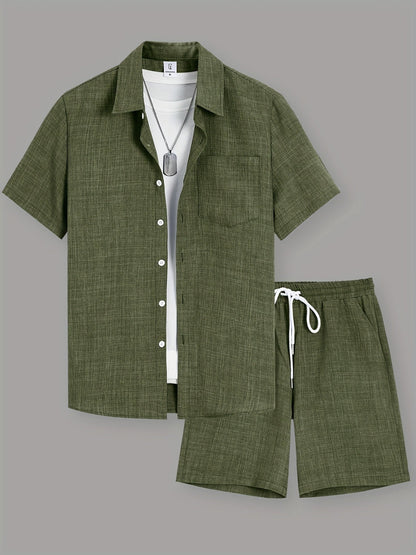 Ensemble décontracté pour homme – chemise à manches courtes et short, style urbain estival