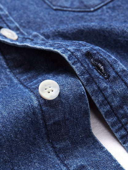 Chemise casual homme à manches longues style denim – Idéale pour le week-end et la mi-saison