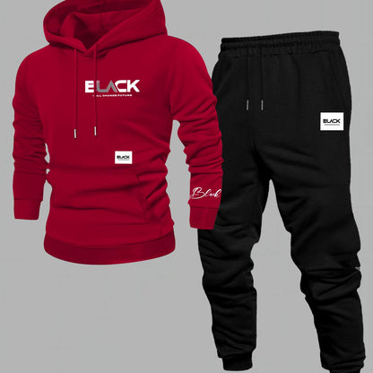 Ensemble Survêtement Homme Capuche et Pantalon Jogging Uni avec Cordon