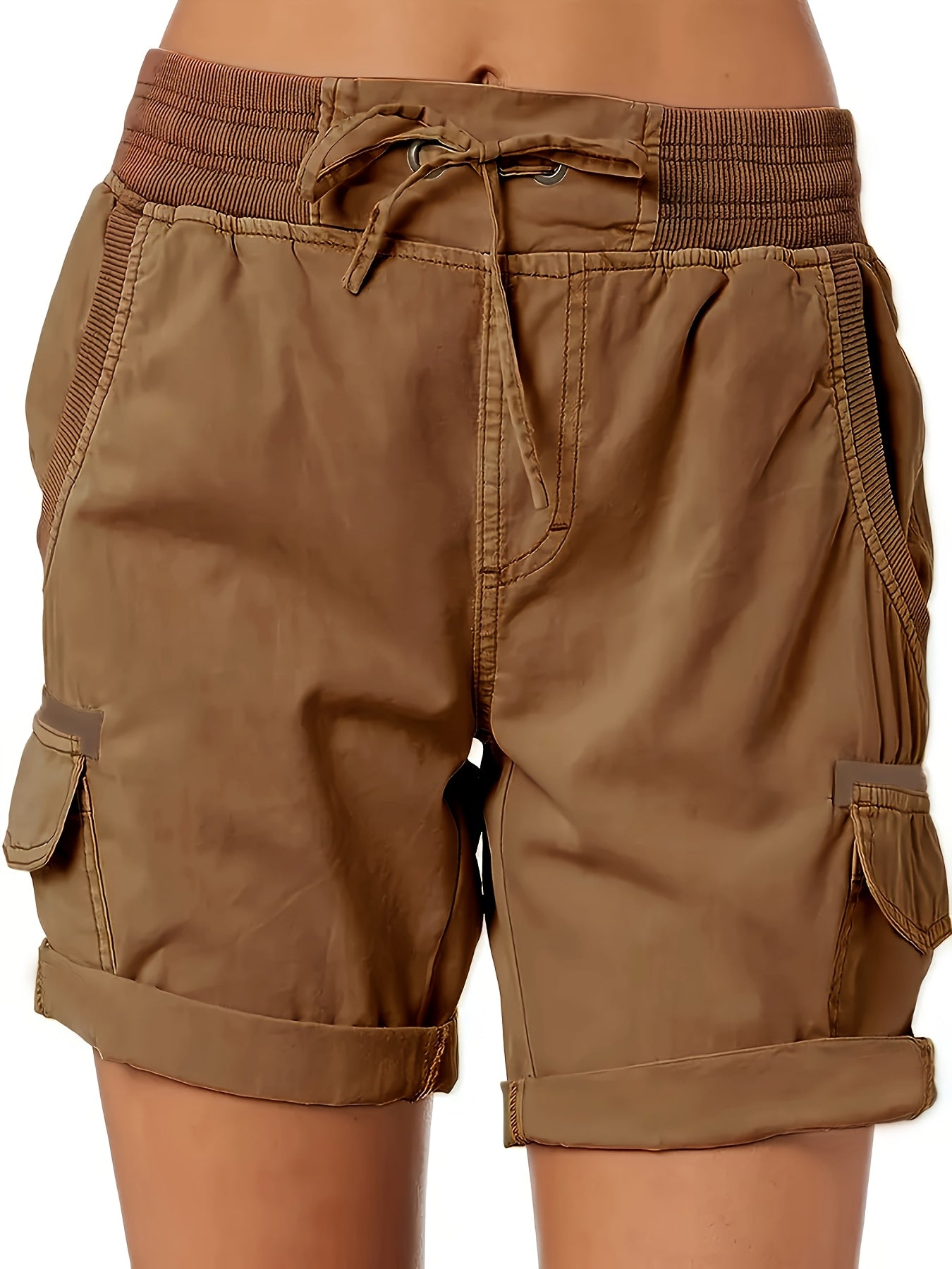 Shorts décontractés pour femme style cargo avec poches et cordon – Idéal pour l'été et les loisirs
