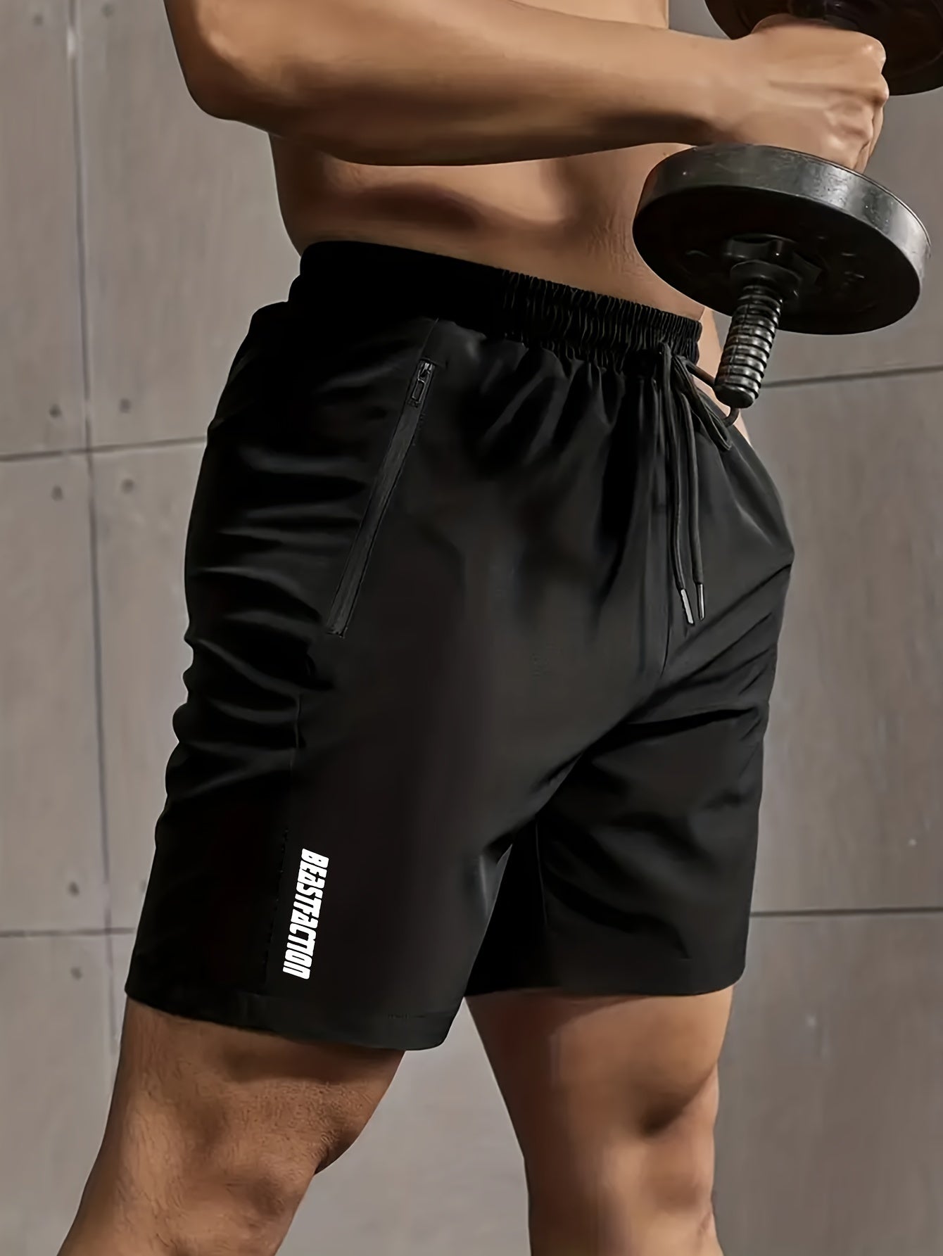 Short de sport pour homme style fitness avec poches zippées - Idéal entraînement et gym