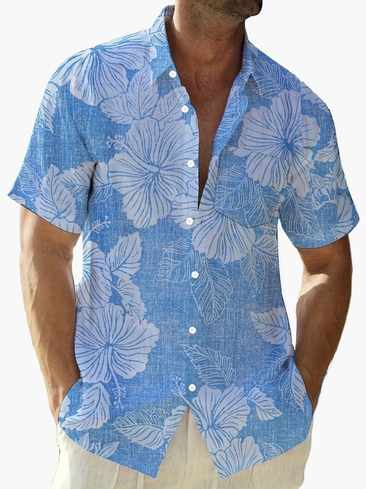 Chemise hawaïenne à fleurs pour homme style vacances – coupe décontractée, idéale été et loisirs