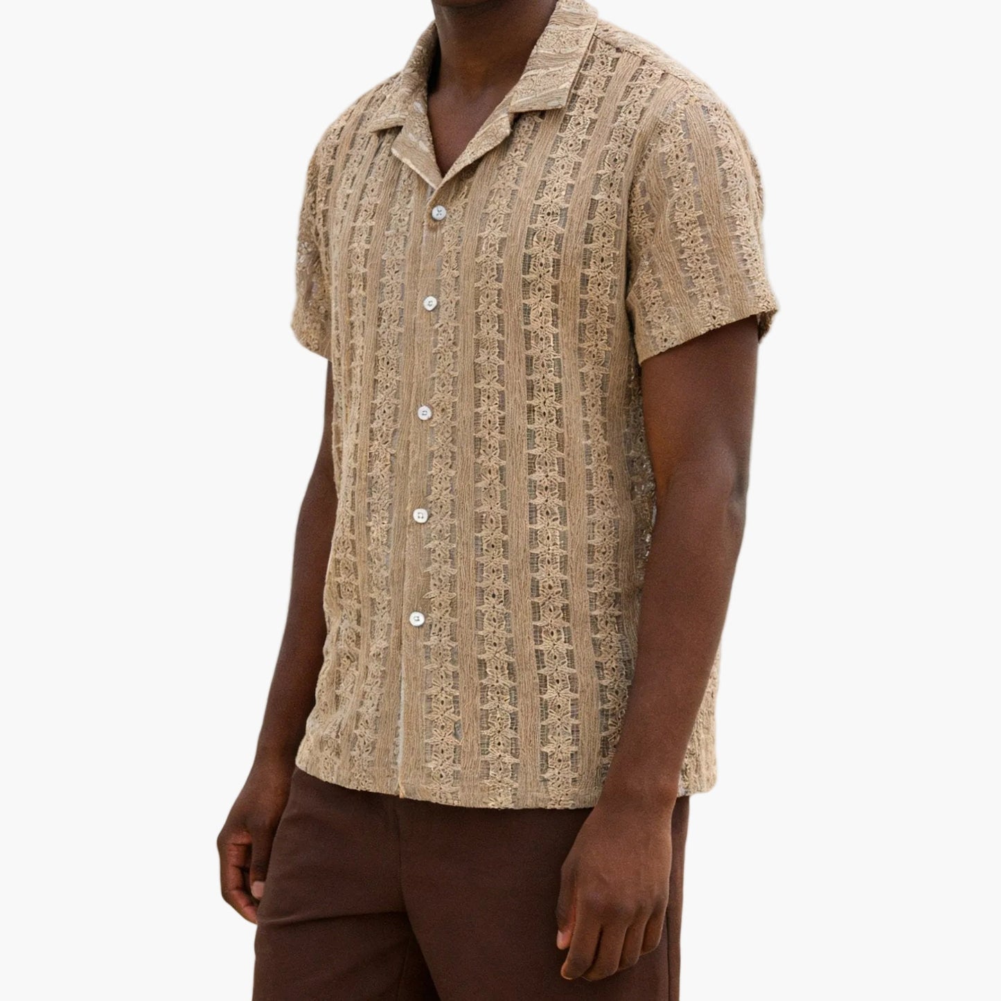 Chemise décontractée homme style bohème à manches courtes pour les vacances plage