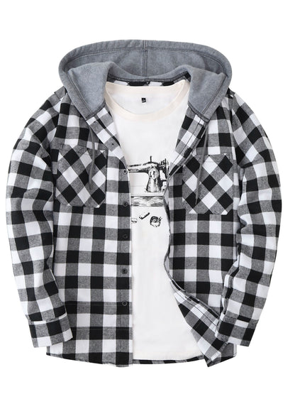 Chemise à carreaux décontractée avec capuche pour homme – Style tendance polyvalent