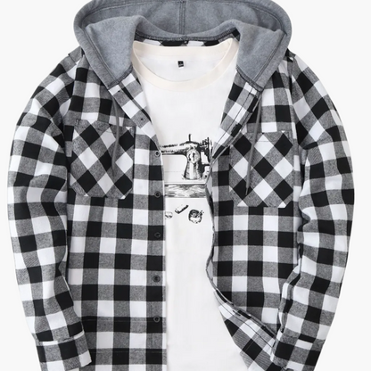 Chemise à carreaux décontractée avec capuche pour homme – Style tendance polyvalent