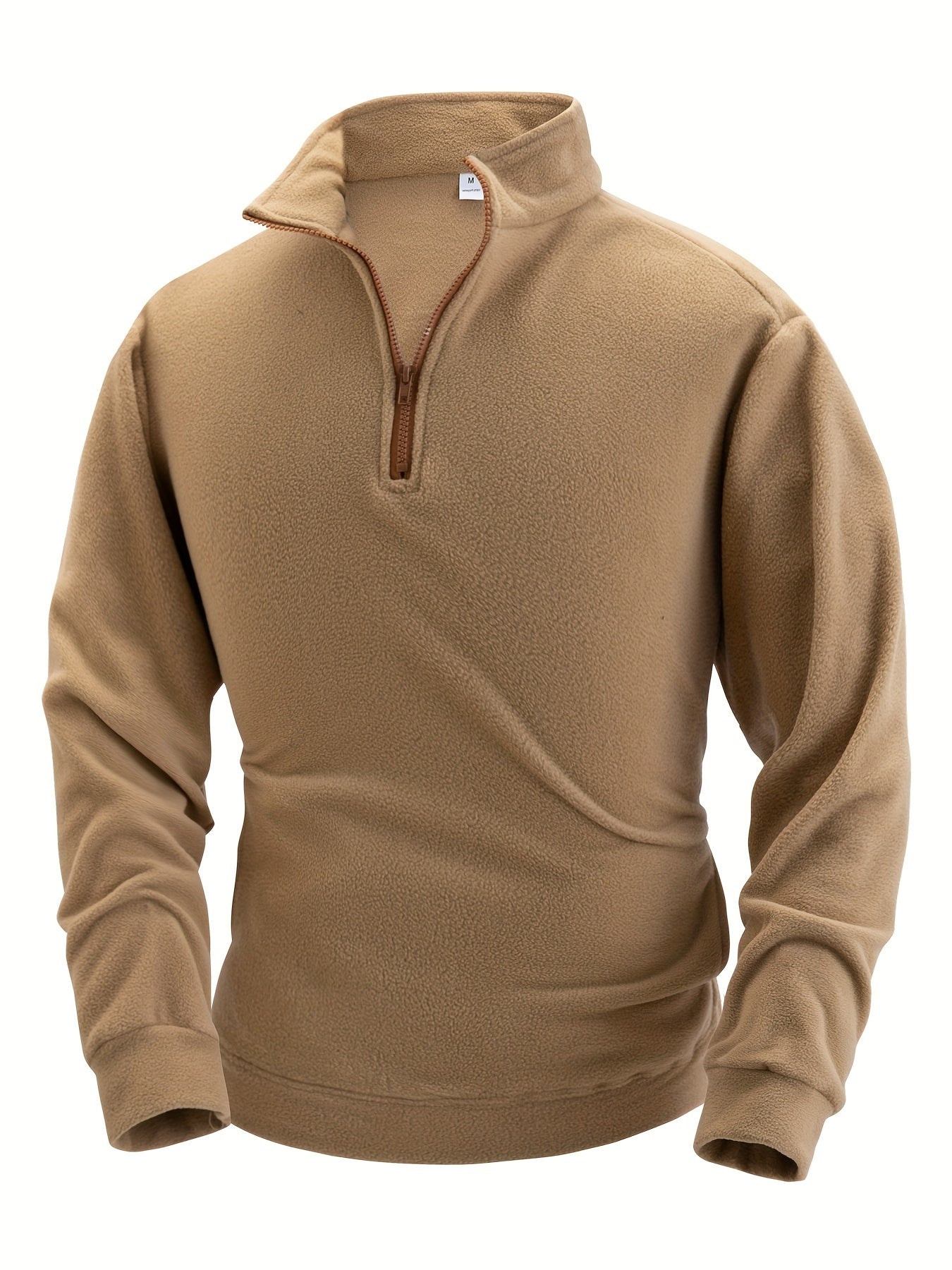 Polaire Homme Col Montant Bleu Marine Fermeture Éclair Marron