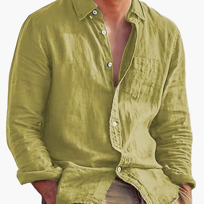 Chemise décontractée pour homme à manches longues style plage – Idéale pour sorties et vacances