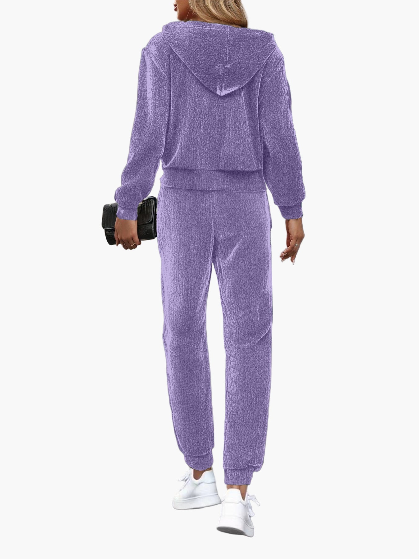 Tuta casual da donna con cappuccio stile sportivo per autunno e inverno