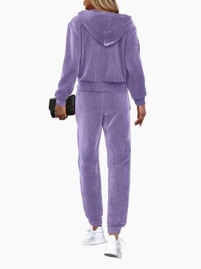 Tuta casual da donna con cappuccio stile sportivo per autunno e inverno