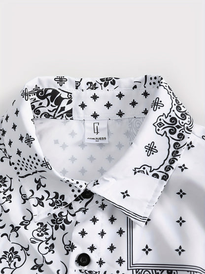 Ensemble chemise et short à motif bandana pour homme, style décontracté été